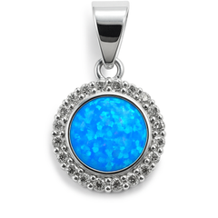 Dije Redondo de Ópalo con Micro Circonias Plata .925