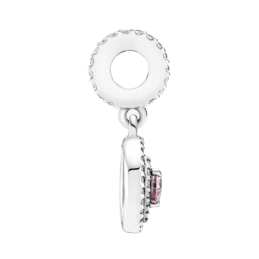 Charm Inspirado Pan 1:1 Corazon Rosa con Micro Circonias Plata .925