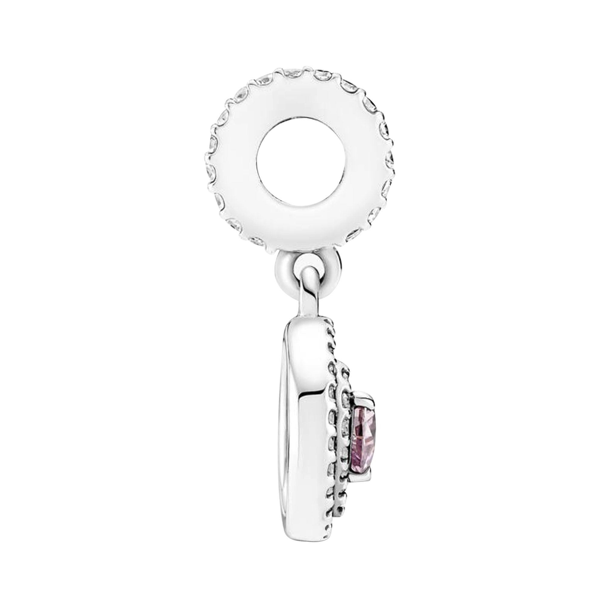 Charm Inspirado Pan 1:1 Corazon Rosa con Micro Circonias Plata .925