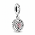 Charm Inspirado Pan 1:1 Corazon Rosa con Micro Circonias Plata .925