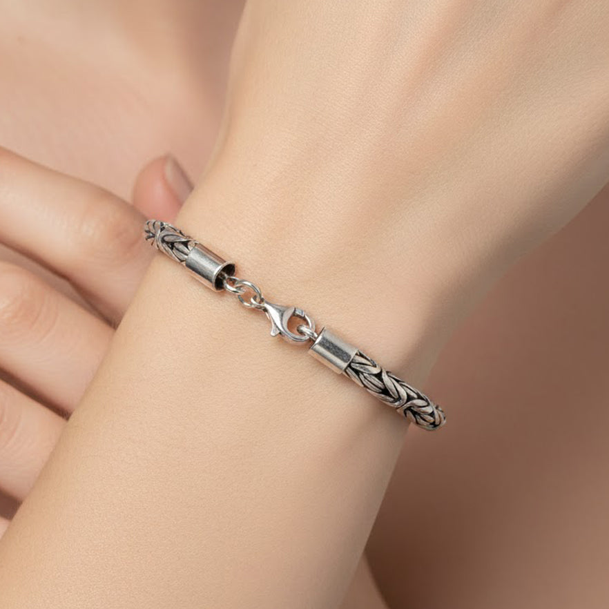 Pulsera Bali Estilo Oxidado 19cm Plata .925