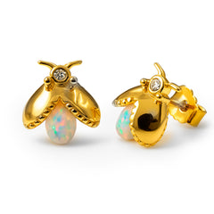 Broquel Evangeline con Ópalo Australiano Plata .925 con Baño de Oro