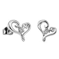 Broquel Silueta de Corazón Love con una Circonia al Centro Plata .925
