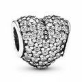 Charm Inspirado Pan 1:1 Corazon con Micro Circonias Plata .925