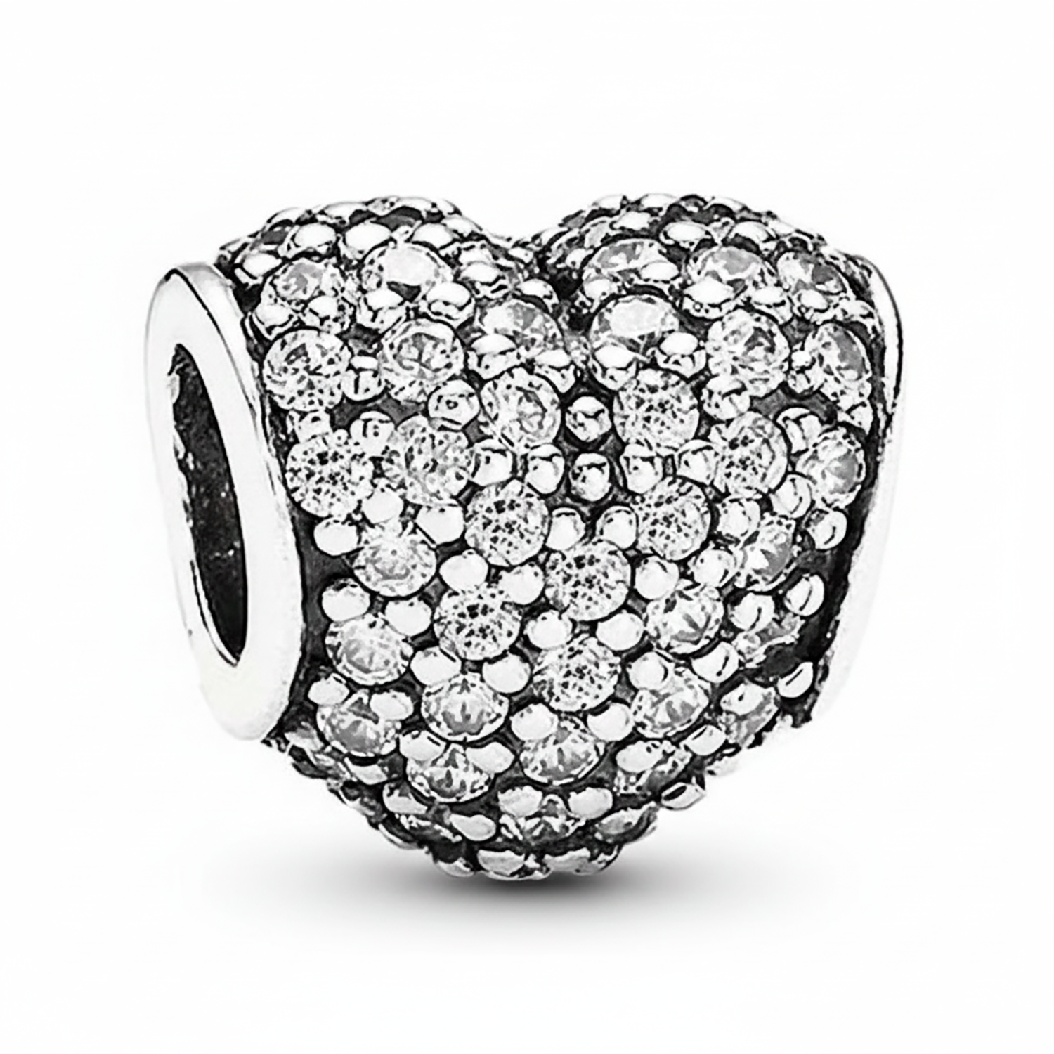 Charm Inspirado Pan 1:1 Corazon con Micro Circonias Plata .925