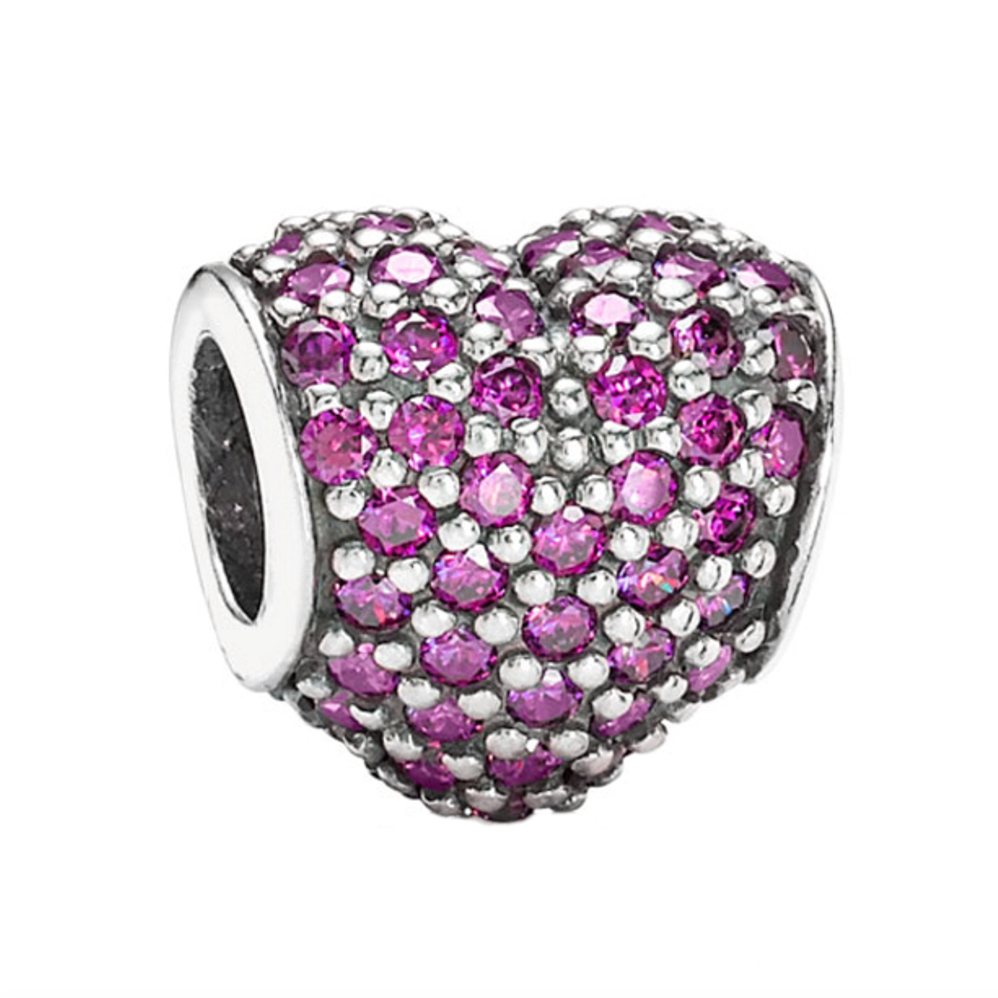 Charm Inspirado Pan 1:1 Corazon con Micro Circonias Plata .925