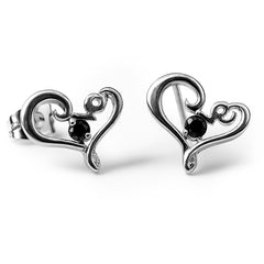 Broquel Silueta de Corazón Love con una Circonia al Centro Plata .925