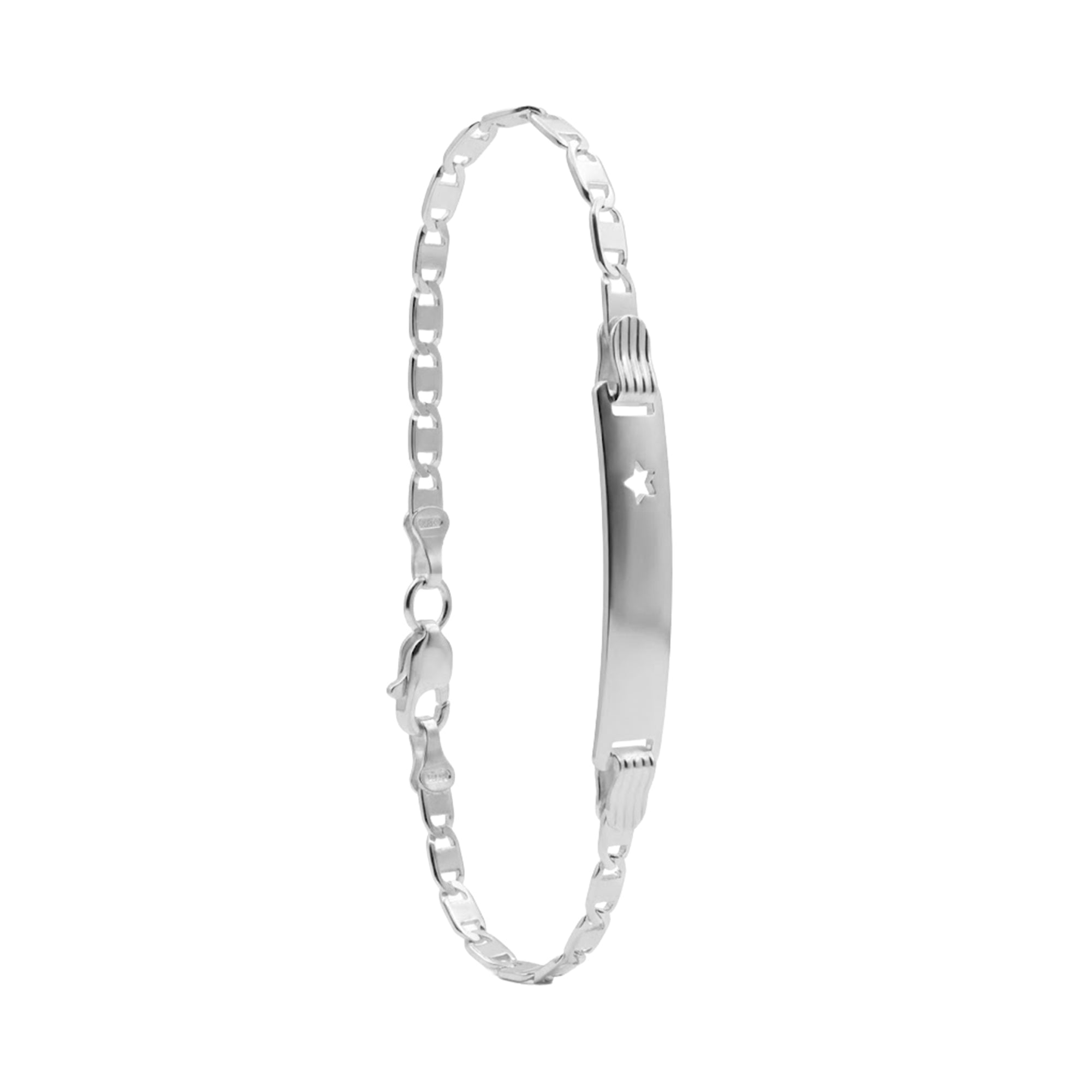 Esclava con Silueta de Estrella 15 cm 3 mm, Cadena Estilo Gucci Plata .925