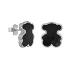 Broquel Inspirado Osos 1.1 Onix Facetado Plata .925 con Baño de Rodio