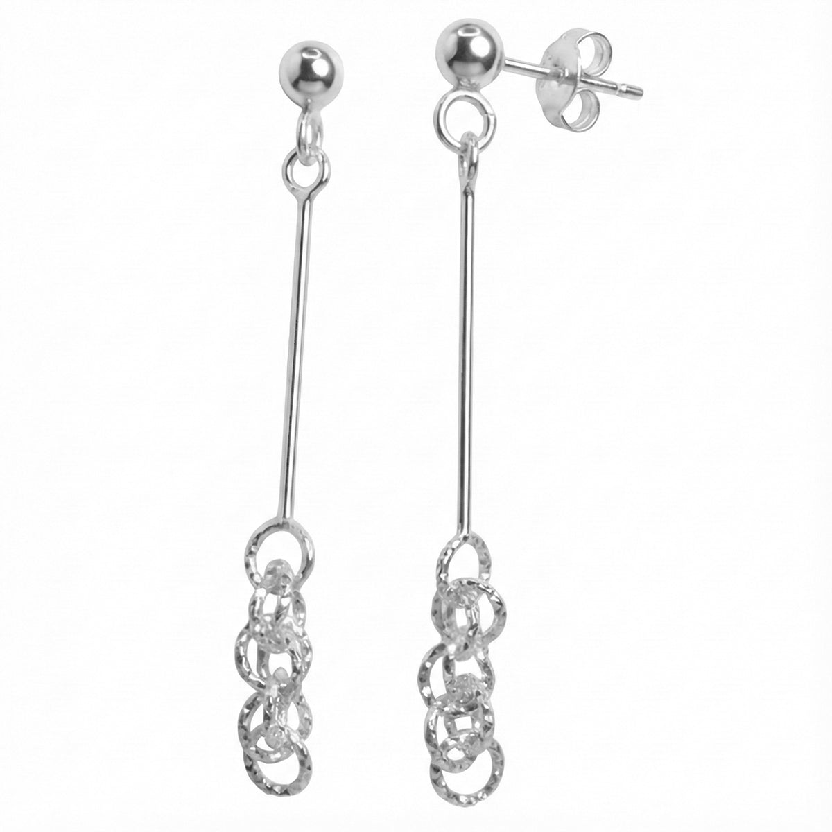 Arete Largo Atrapasueños  Con Poste Plata .925