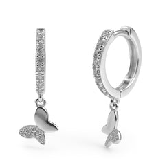 Huggies Mariposa con Micro Circonias Plata .925 con Rodio