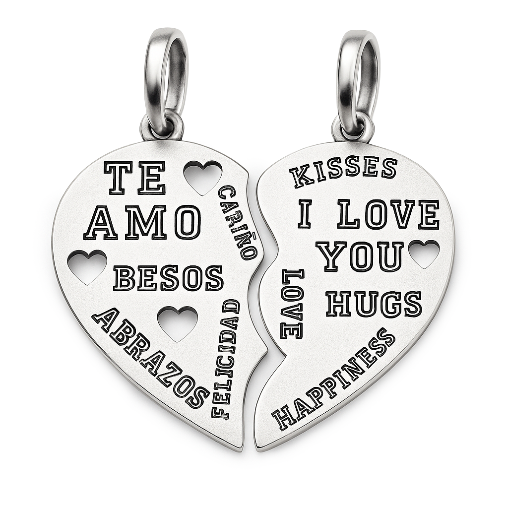Dije Partido Dúo Te Amo Grabado Plata .925