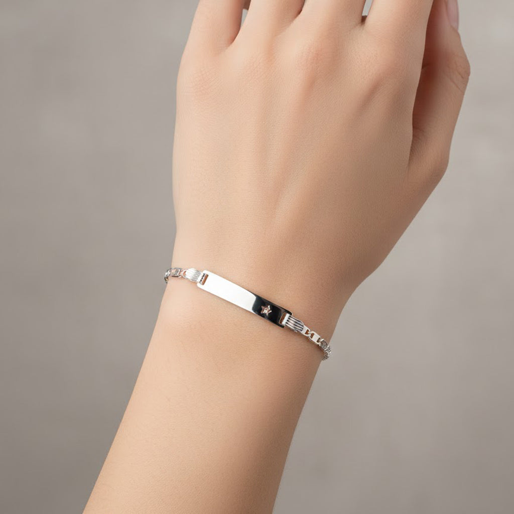 Esclava con Silueta de Estrella 15 cm 3 mm, Cadena Estilo Gucci Plata .925