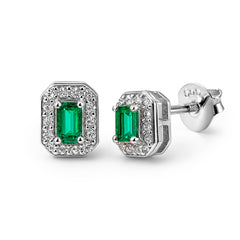 Broquel Circonia Rectangular Chica con Micro Circonias Plata .925 con Rodio