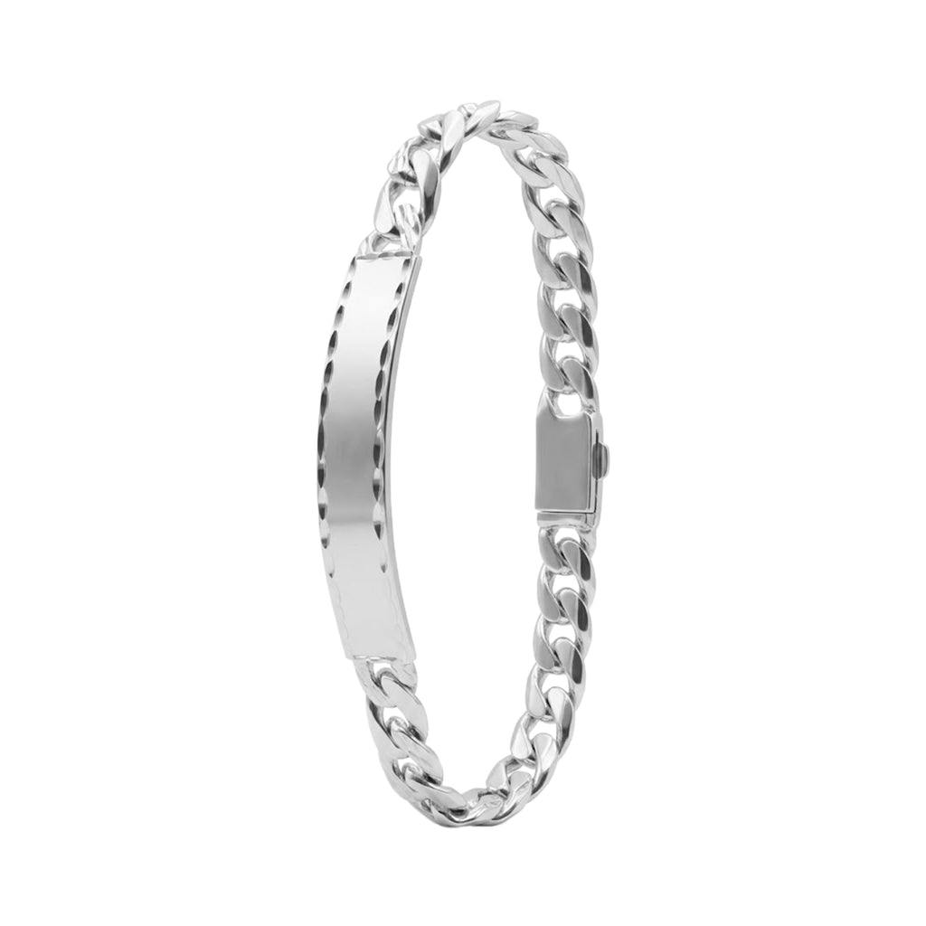 Esclava con Cadena Estilo Cubana Diamantada 21 cm 8mm con Broche de Caja Plata .925