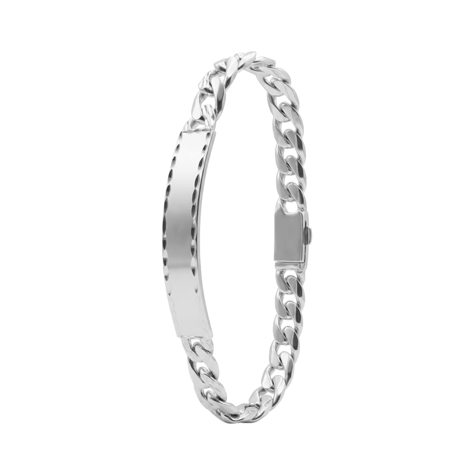 Esclava con Cadena Estilo Cubana Diamantada 21 cm 8mm con Broche de Caja Plata .925