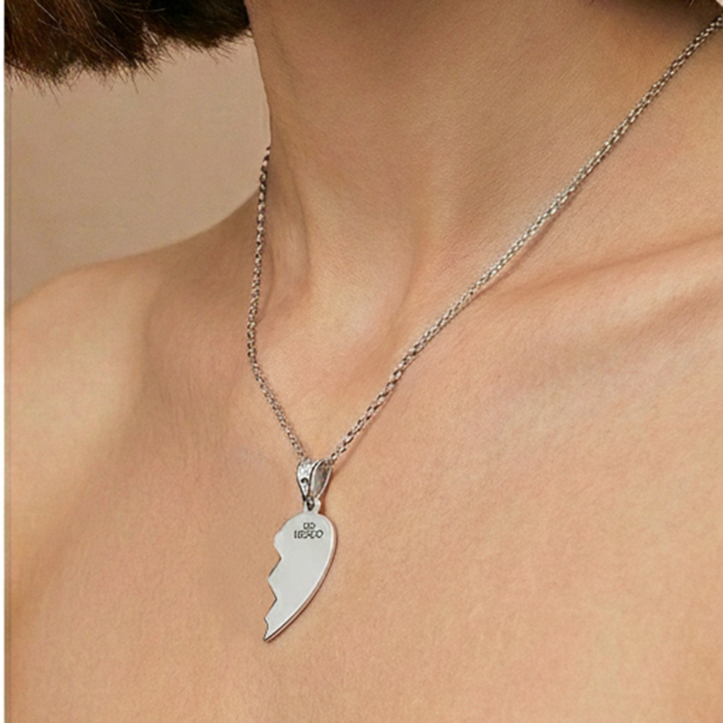 Dije Partido Dúo Corazón Liso de 2cm Plata .925