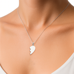 Dije Partido Dúo Corazón Liso de 2cm Plata .925