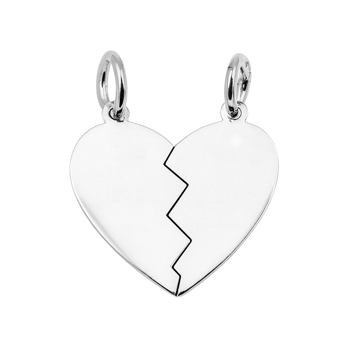 Dije Partido Dúo Corazón Liso de 2cm Plata .925