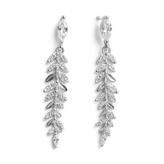 Arete Largo Hojas con Circonias Plata .925