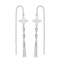 Arete Largo Estilo Violador Nudo de Bruja Hecho a Mano Plata .925