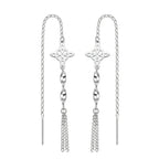 Arete Largo Estilo Violador Nudo de Bruja Hecho a Mano Plata .925