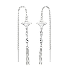 Arete Largo Estilo Violador Nudo de Bruja Hecho a Mano Plata .925