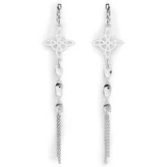 Arete Largo Estilo Violador Nudo de Bruja Hecho a Mano Plata .925