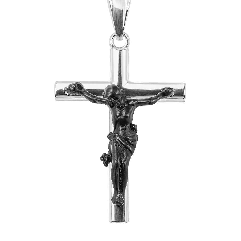 Dije Crucifijo Negro, Plata .925
