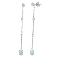 Arete Largo con Piedra Ópalo y Circonias Plata .925 con Baño de Rodio