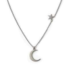 Collar Media Luna con Estrella Lisa Plata .925