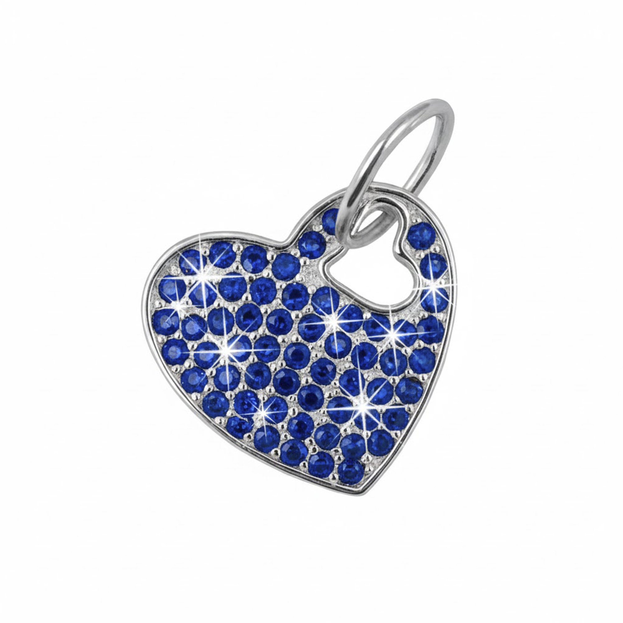 Dije de Corazón con Micro Circonias de 2.5cm Plata .925