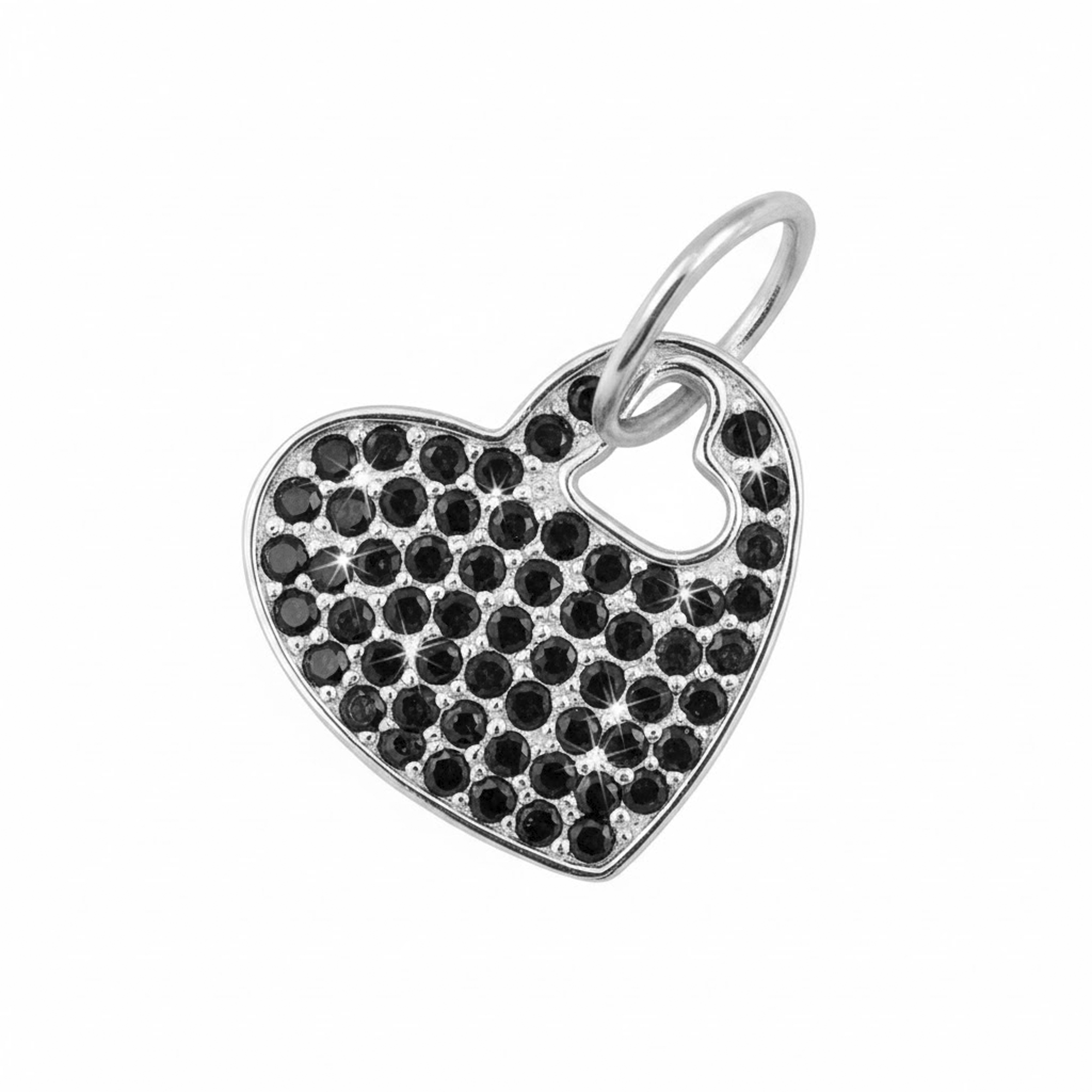 Dije de Corazón con Micro Circonias de 2.5cm Plata .925