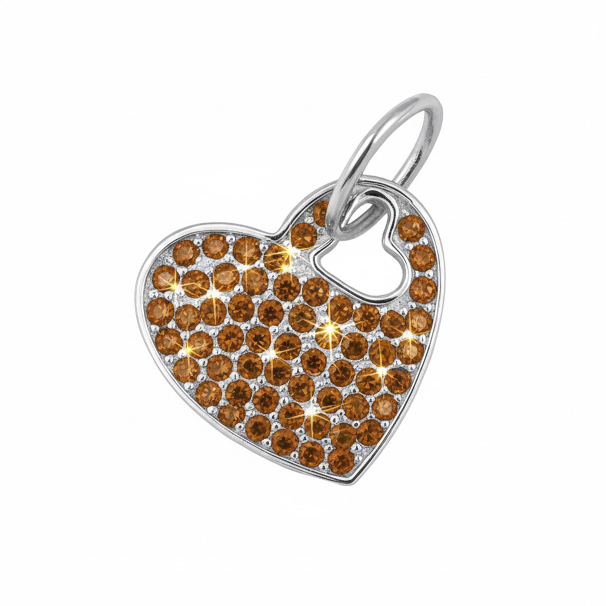 Dije de Corazón con Micro Circonias de 2.5cm Plata .925