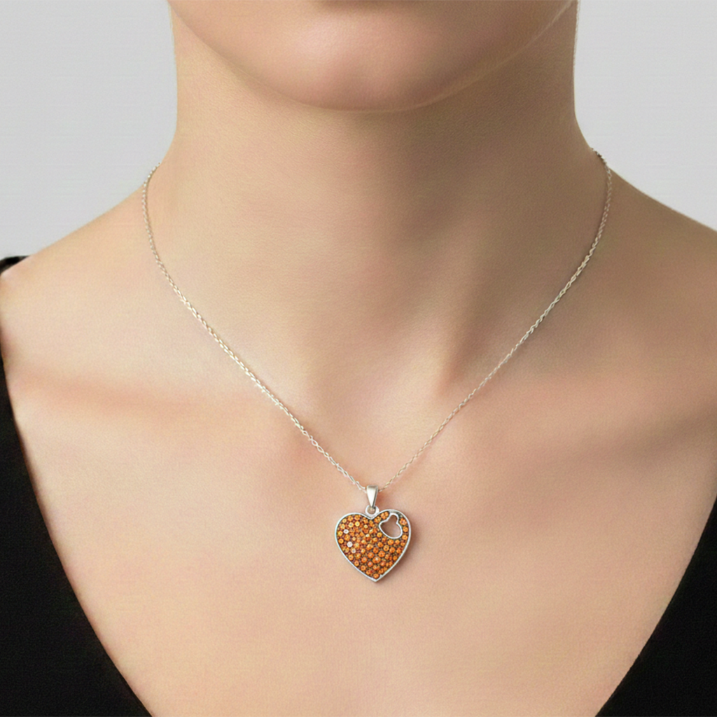 Dije de Corazón con Micro Circonias de 2.5cm Plata .925