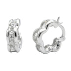 Arracada Huggies Flor Canalito de Micro Circonias Plata .925