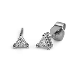 Broquel Circonia Triangulo Montadura Diamante Plata .925 con Rodio