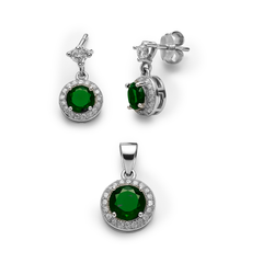 Juego Circonia Redonda con Micro Circonias Plata .925