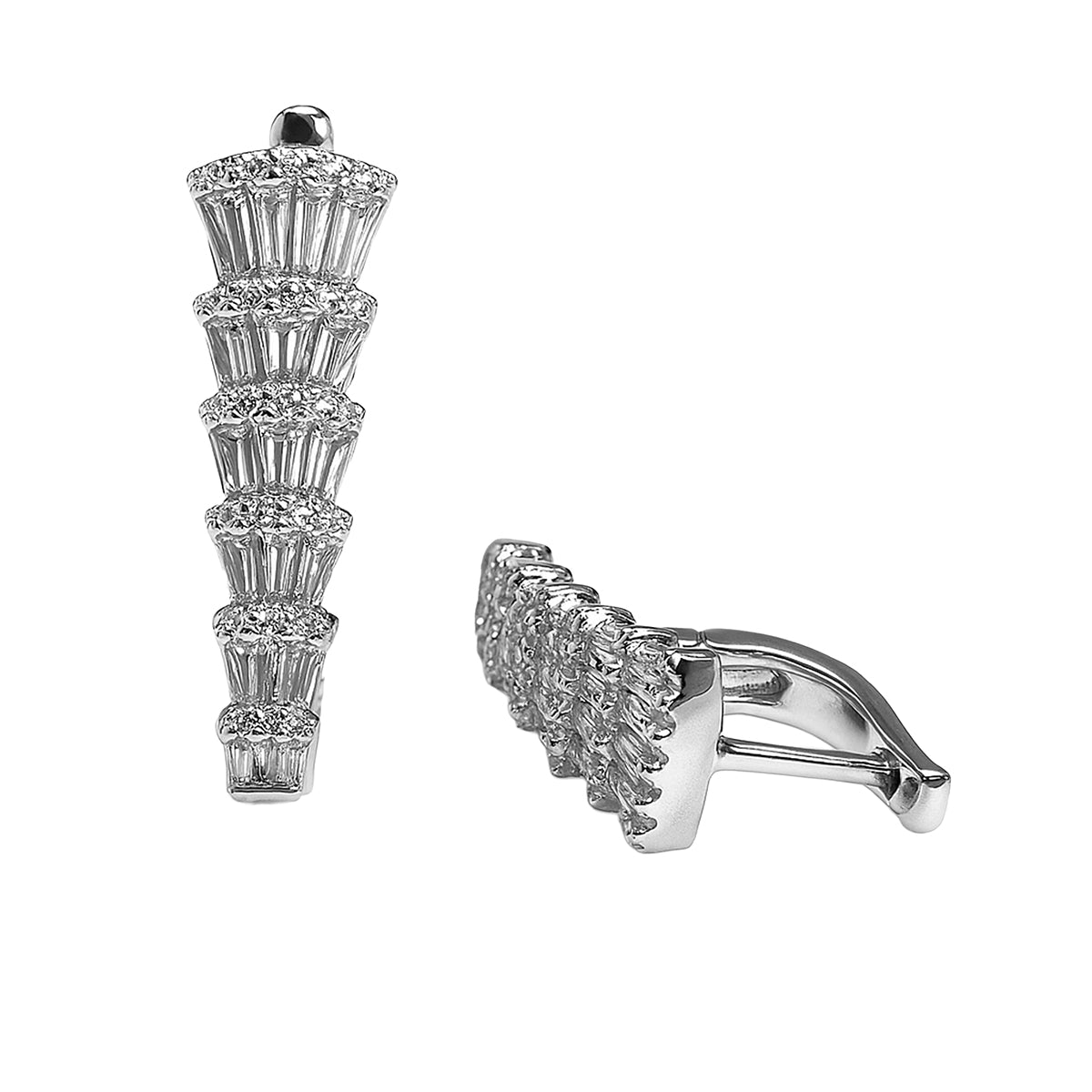 Huggies Abanico Disminucion con Circonias Baguette Plata .925 con Rodio