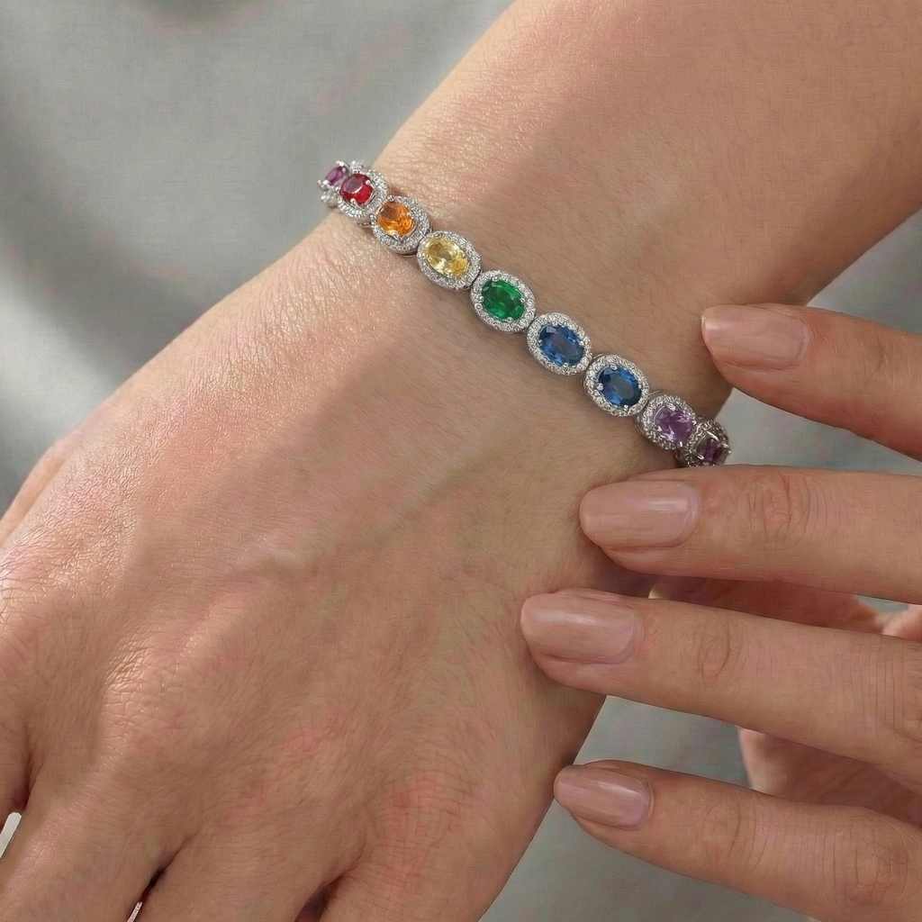 Pulsera de Circonias con Micro Circonias Plata .925 con Baño de Rodio