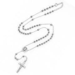 Rosario con Crucifijo Diamantado y Virgen de Guadalupe Plata .925