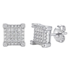 Broquel Cubo Micro Circonias Plata .925 con Rodio