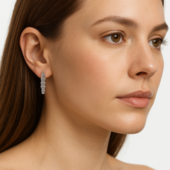 Huggies Abanico Disminucion con Circonias Baguette Plata .925 con Rodio