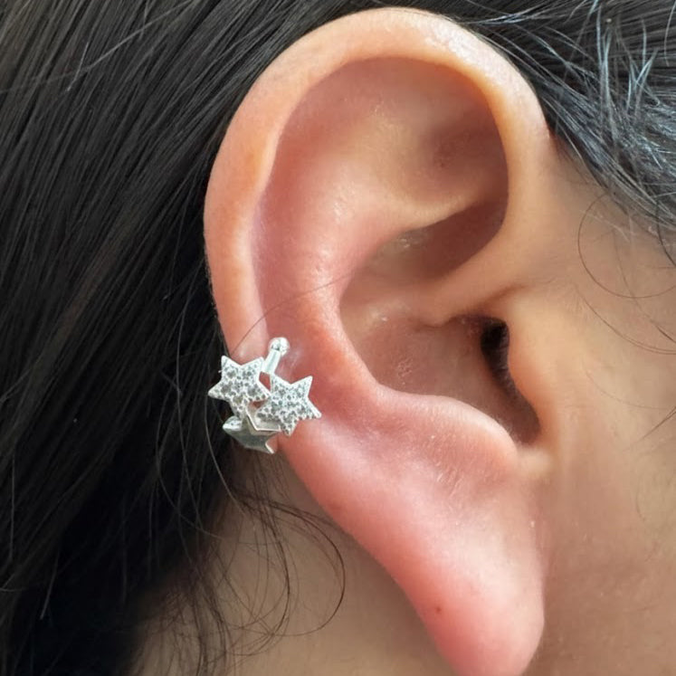 Grapa Estrella con Circonia Hecho a Mano Plata .925