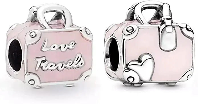 Charm Inspirado Pan 1:1 Maleta Love Travel, Plata .925