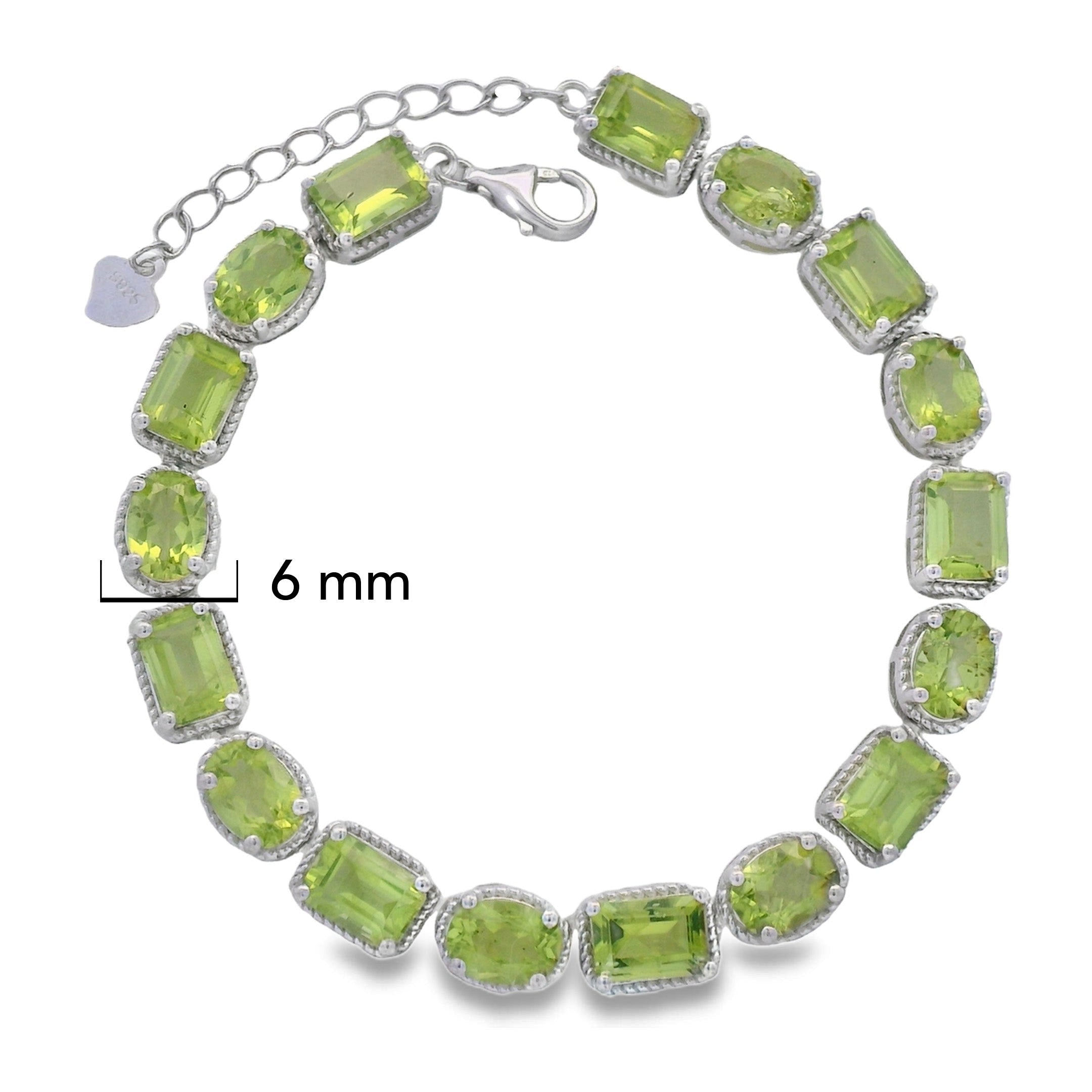 Pulsera Piedra Preciosa Peridoto Plata .925 con Baño de Rodio