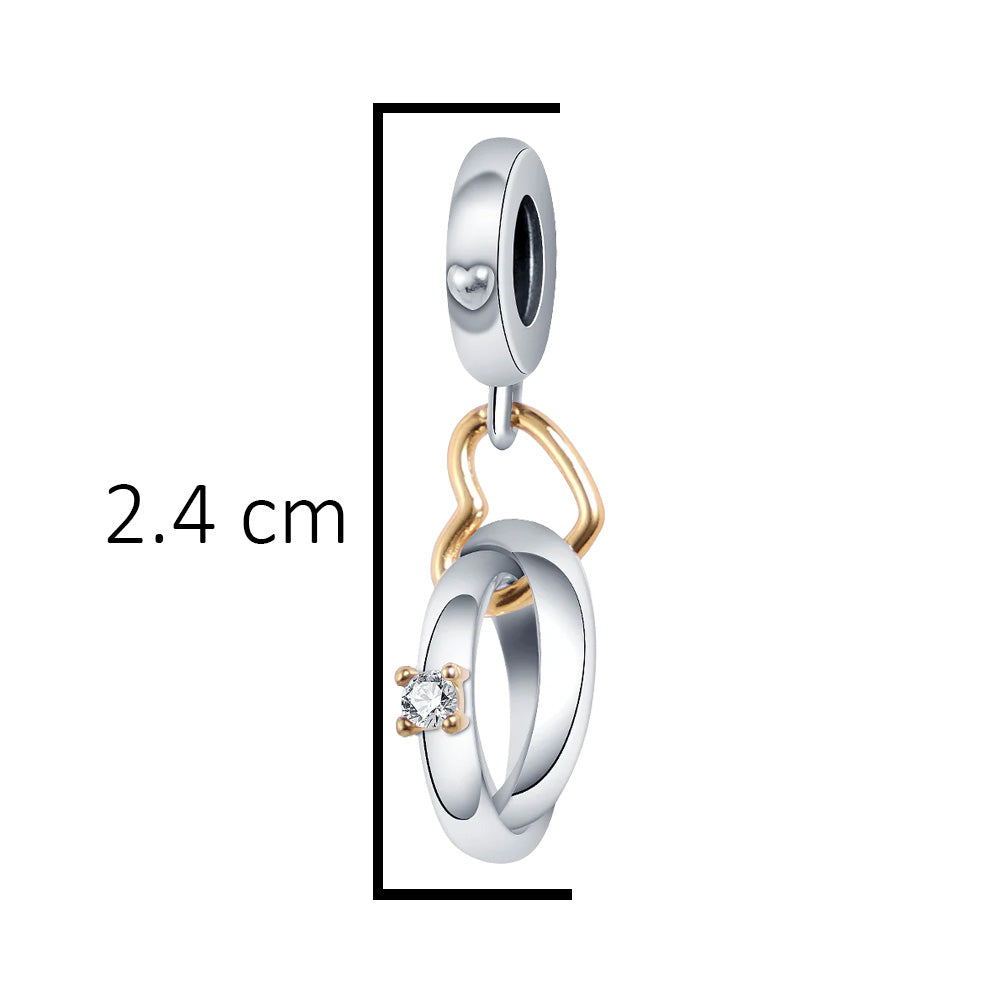 Charm Inspirado Pan 1:1 Anillos de Compromiso, Plata .925