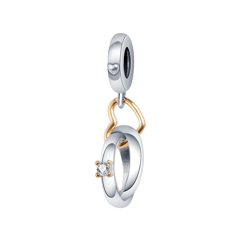 Charm Inspirado Pan 1:1 Anillos de Compromiso, Plata .925