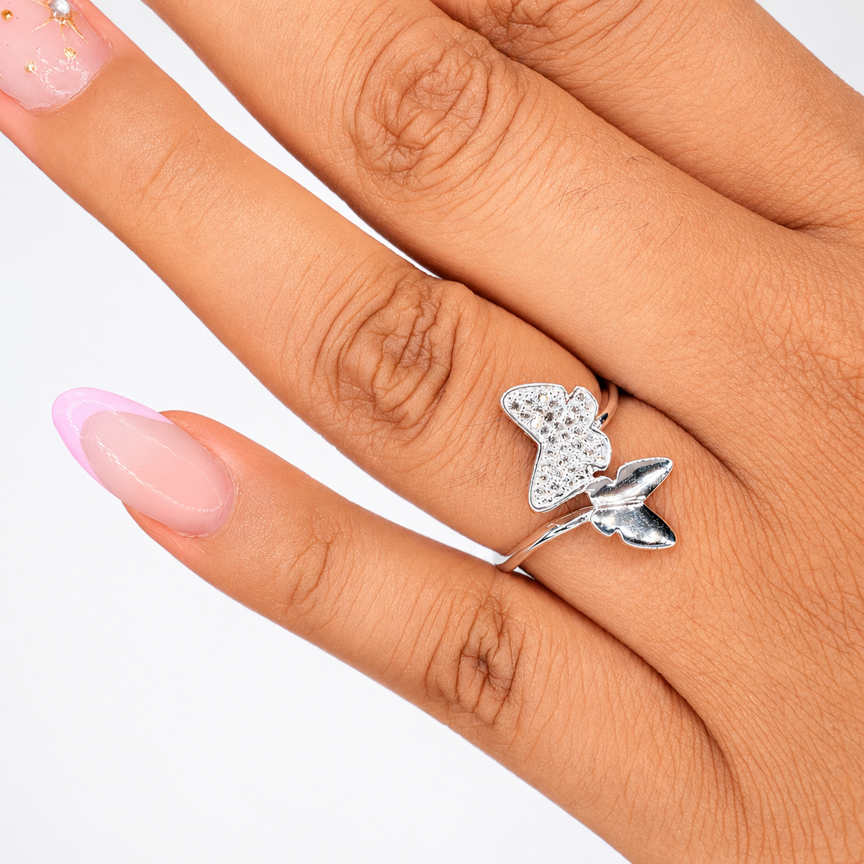 Anillo Encontrado Mariposa Con Micro Circonias Plata .925