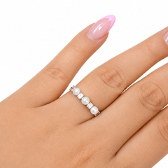 Anillo Perla Natural Plata .925 Con Baño De Rodio